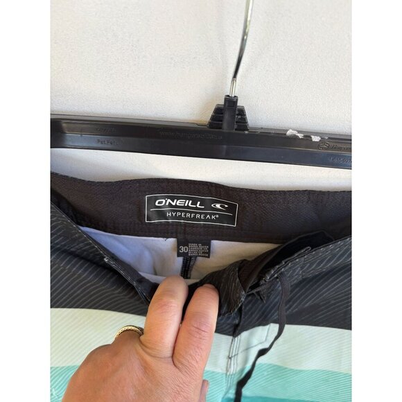 ONeill Mens Hyperfreak Striped Boardshorts Size 30 Black & Green Polyester Blend - Picture 3 of 7